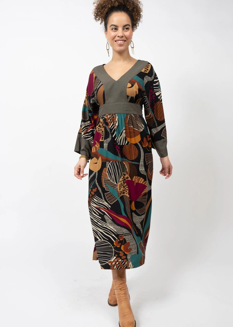 Uncle Frank Blocked Embroidery Dress 74628 main image 1
