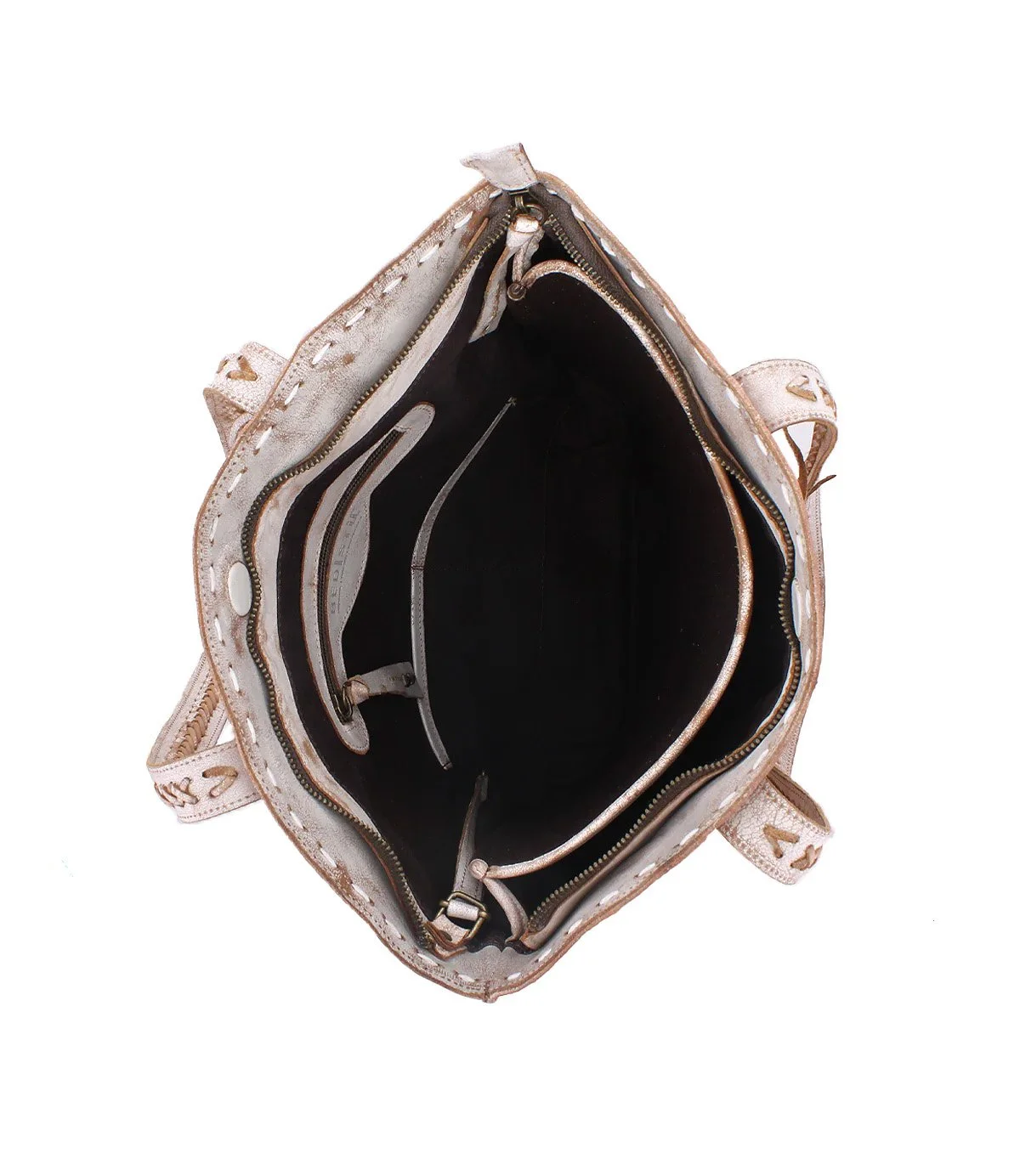 The barra II handbag in tan rustic and nectar lux leathers by Bed Stu