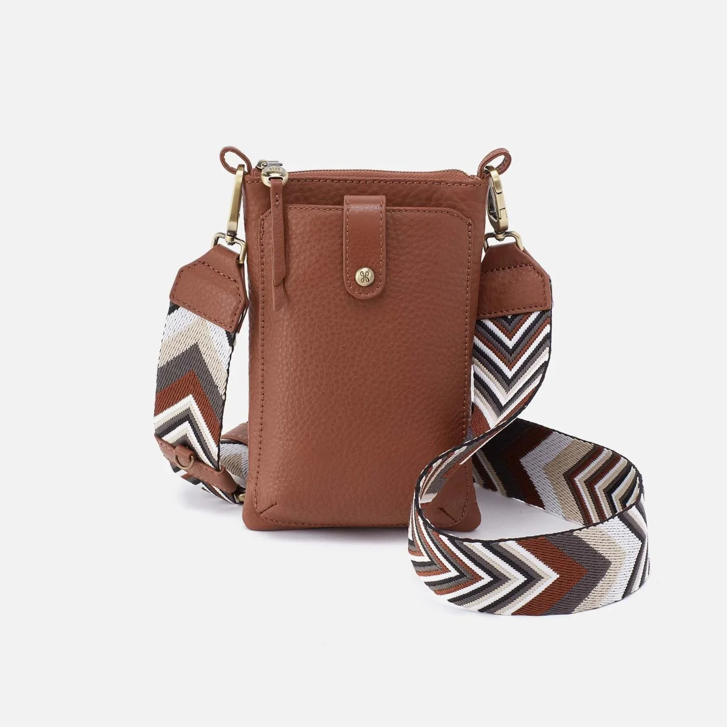 The cass phone crossbody bag in bridle brown leather by Hobo