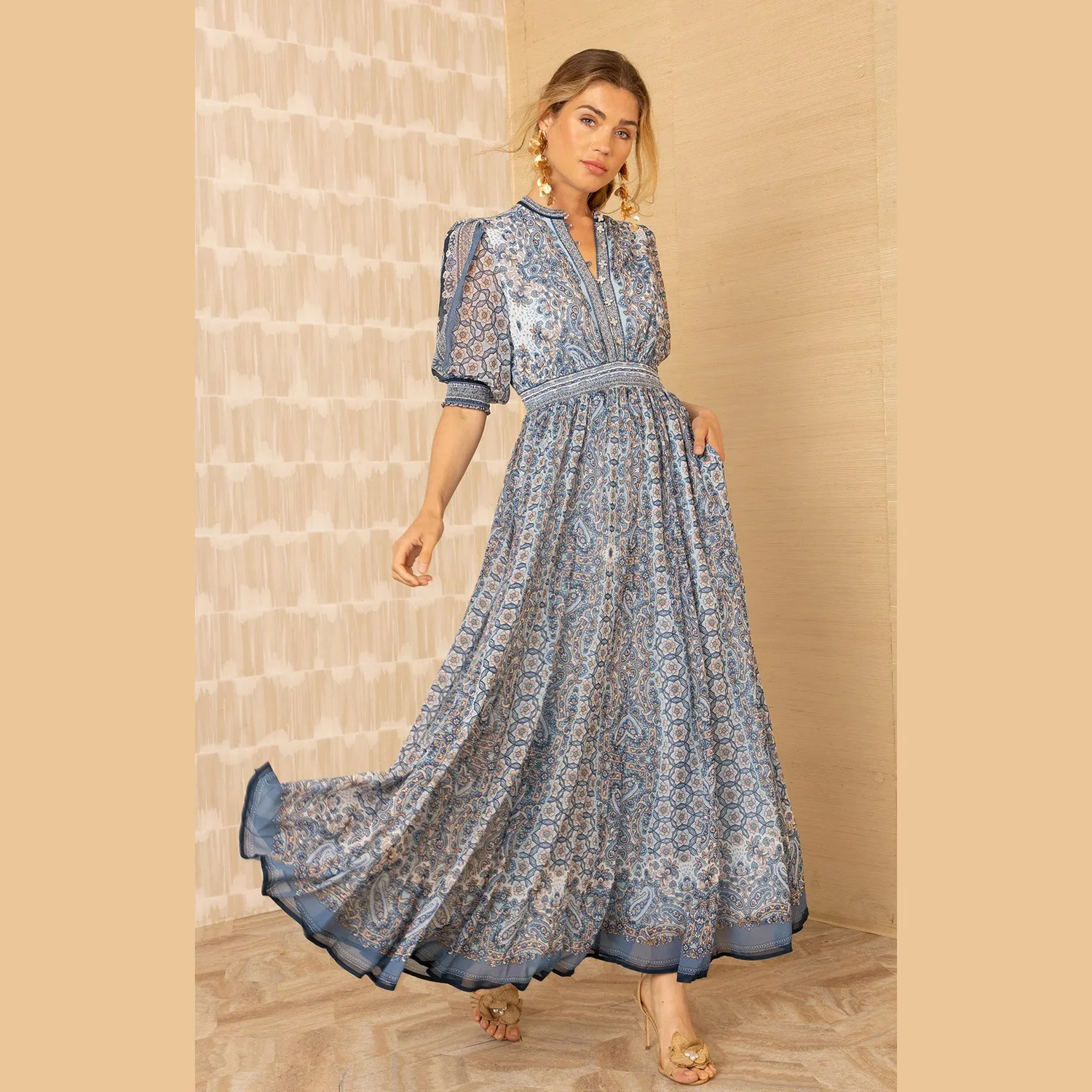 Maxi Dress Izabel Clothing Reviews Teal Floral Fit And Flare Maxi