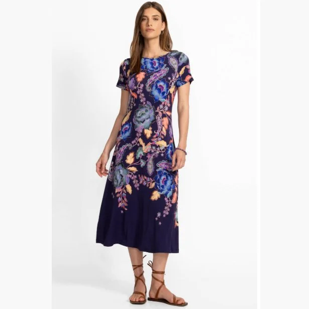 Johnny Was - the janie favorite boatneck cap sleeve dress in stevie's garden print