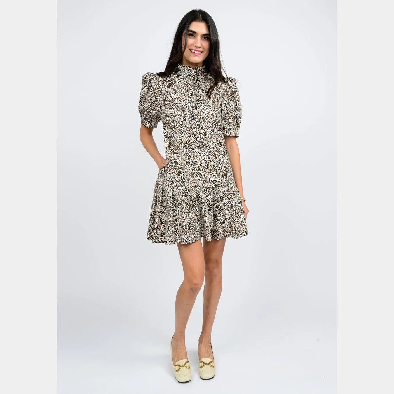 Leopard Printed Dress by Uncle Frank with elbow length sleeves and amazing leopard print