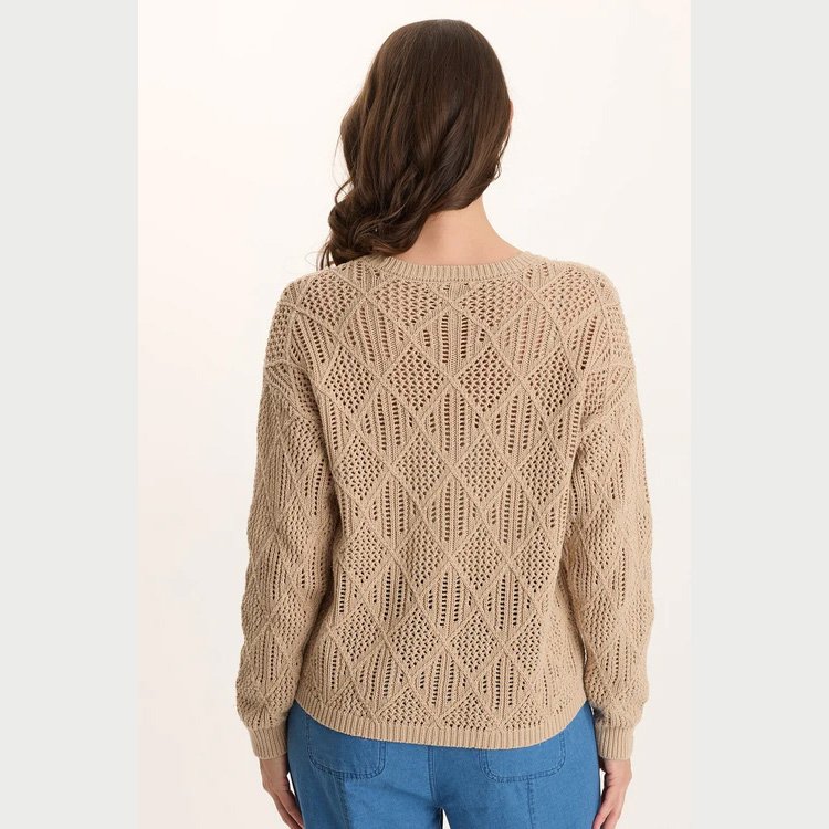 The rothwell cotton knit relaxed-fit sweater top by XCVI in park avenue color