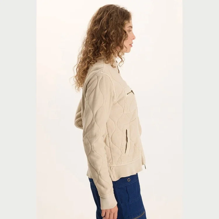 The osment quilted 4-pocket bomber jacket by XCVI in park avenue (off-white) color
