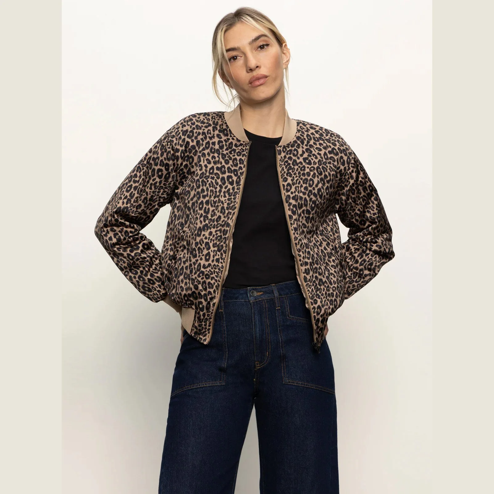 The monroe sateen bomber jacket in french kitty print by Sanctuary Clothing