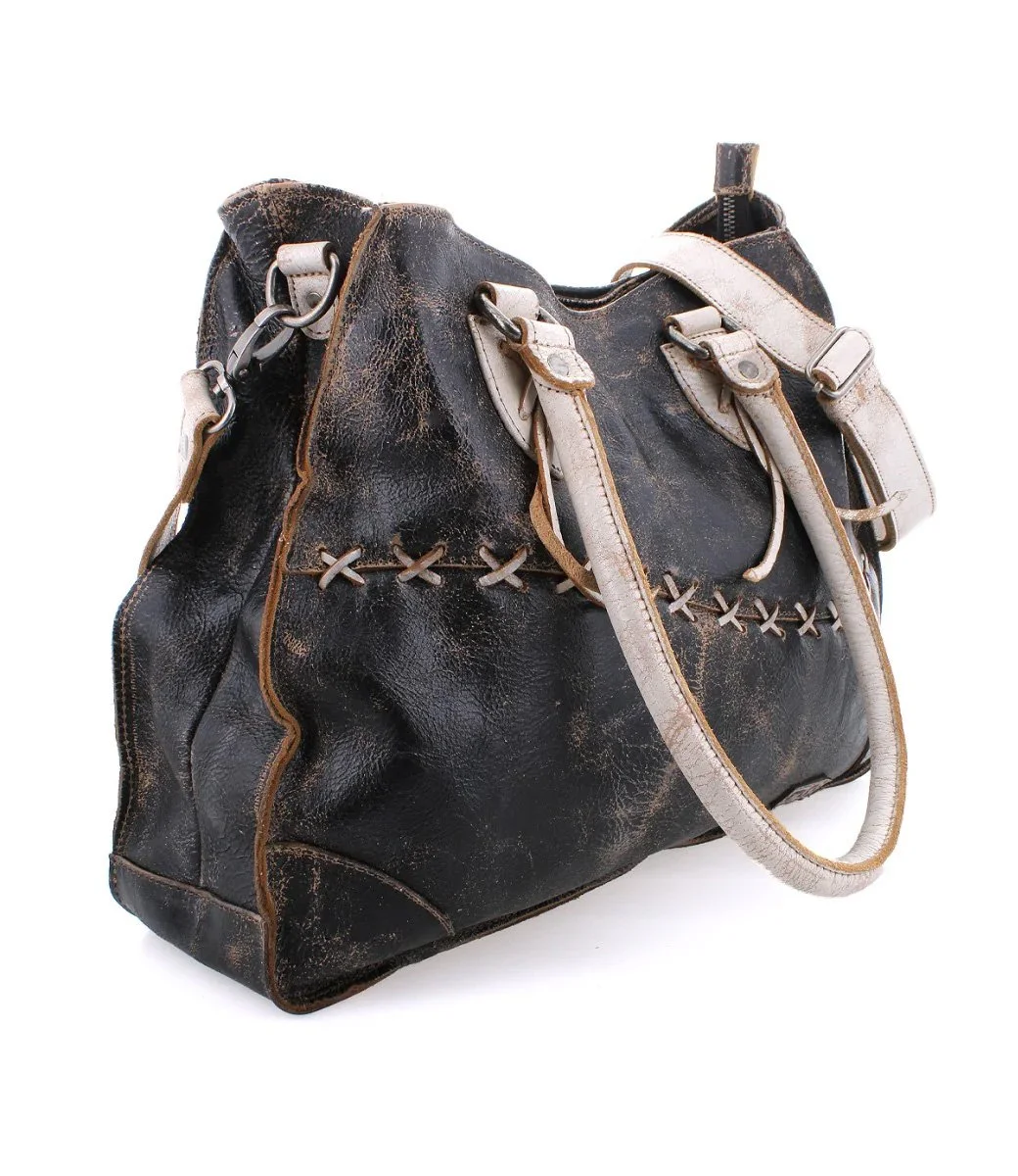 The bruna handbay in black lux and nectar lux leathers by Bed Stu