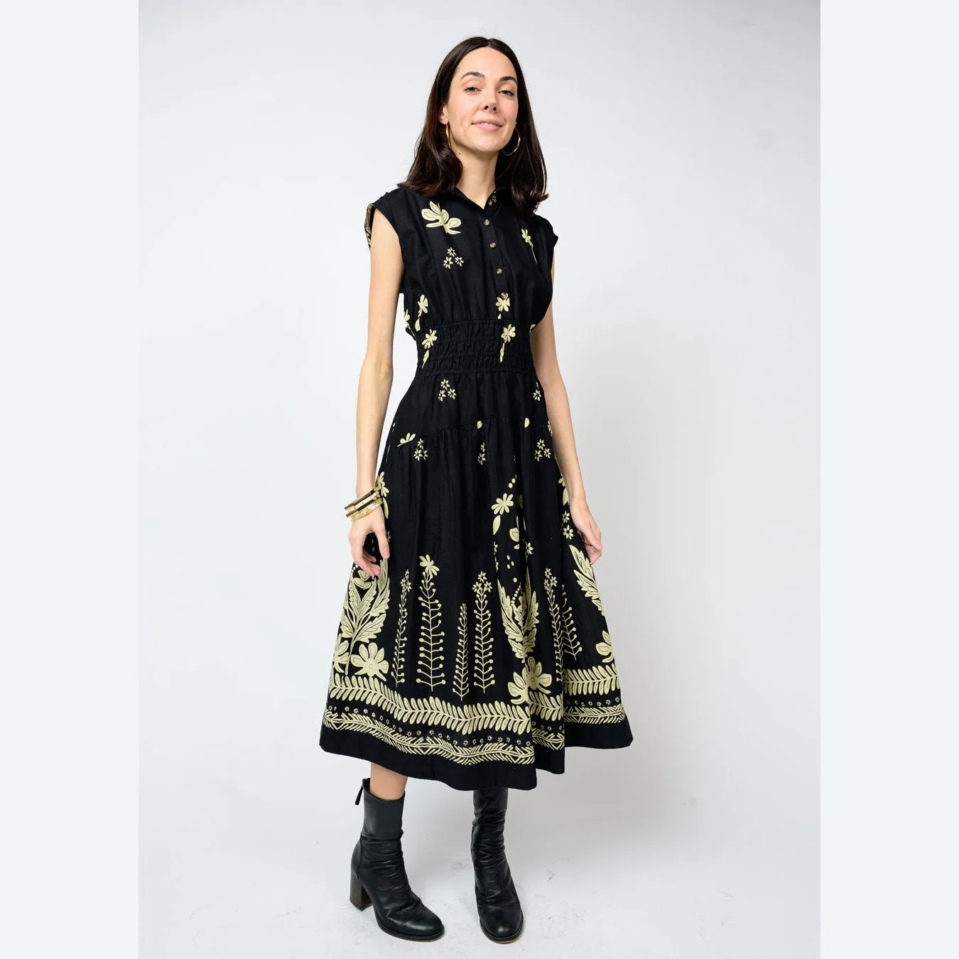 The bordering flowers dress in black by Uncle Frank
