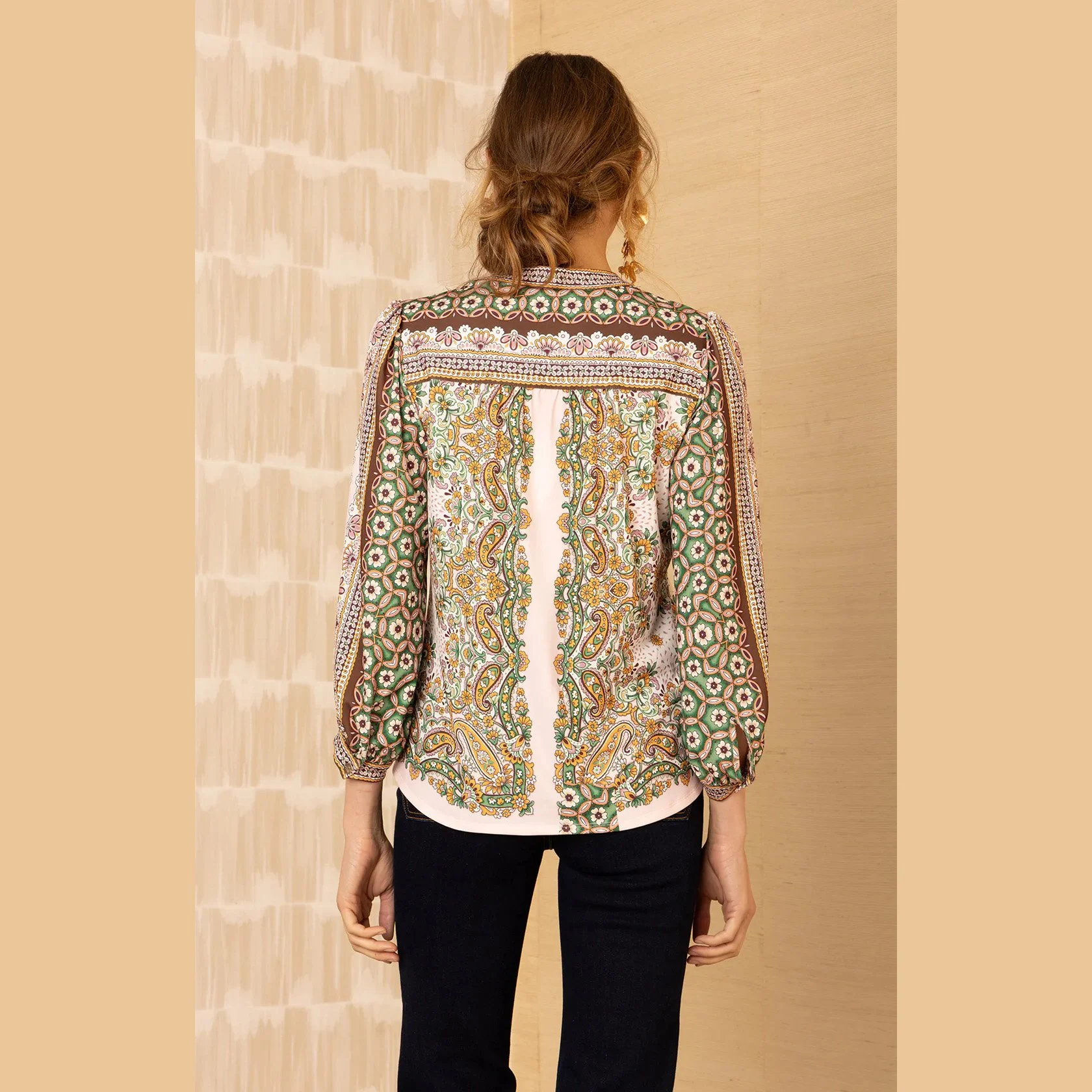 The alianna 3/4 sleeve jersey top by Hale Bob in pink
