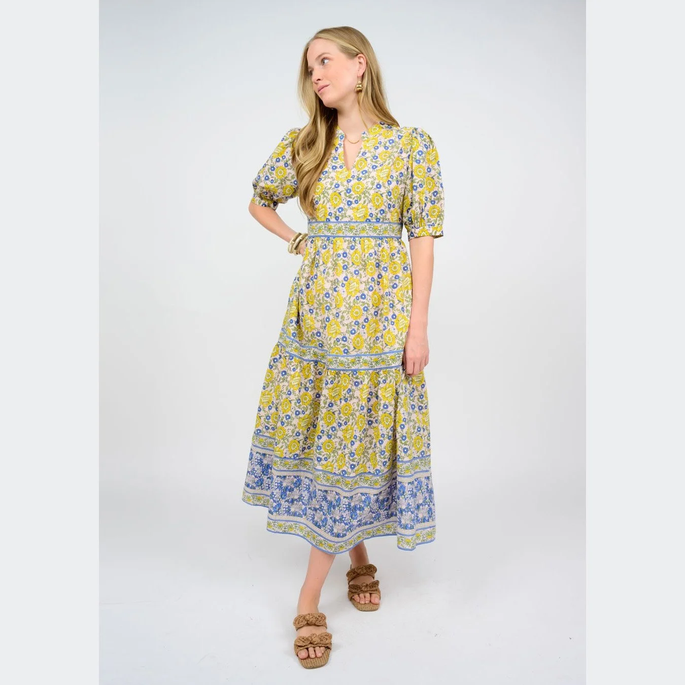 Uncle Frank - banded block print dress - lemon Uncle Frank - banded block print dress - lemon