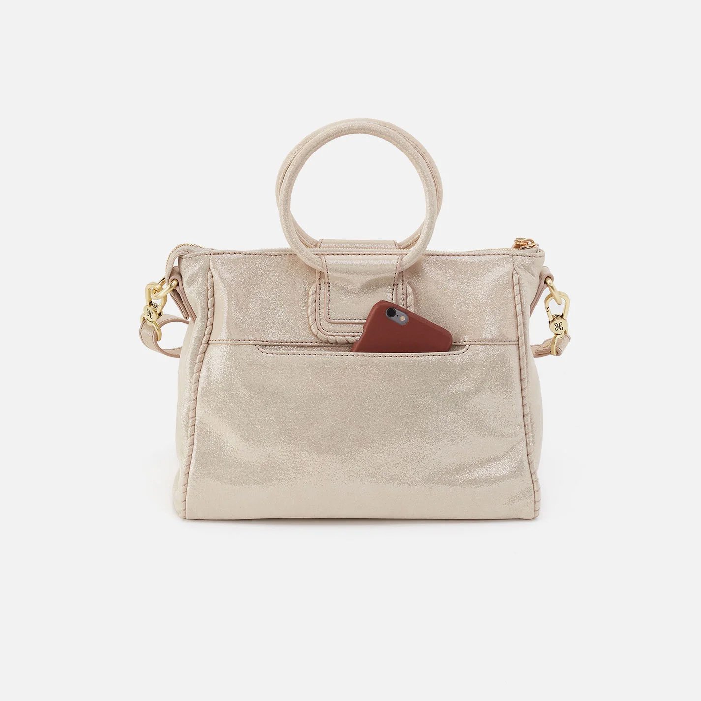 Hobo Handbags - sheila medium satchel bag in sand shimmer leather