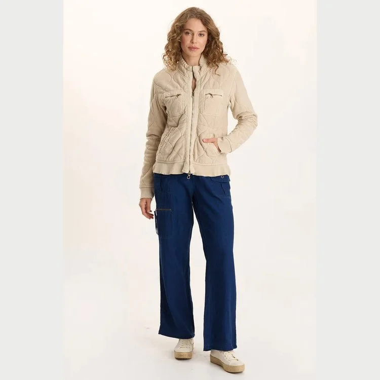 The osment quilted 4-pocket bomber jacket by XCVI in park avenue (off-white) color
