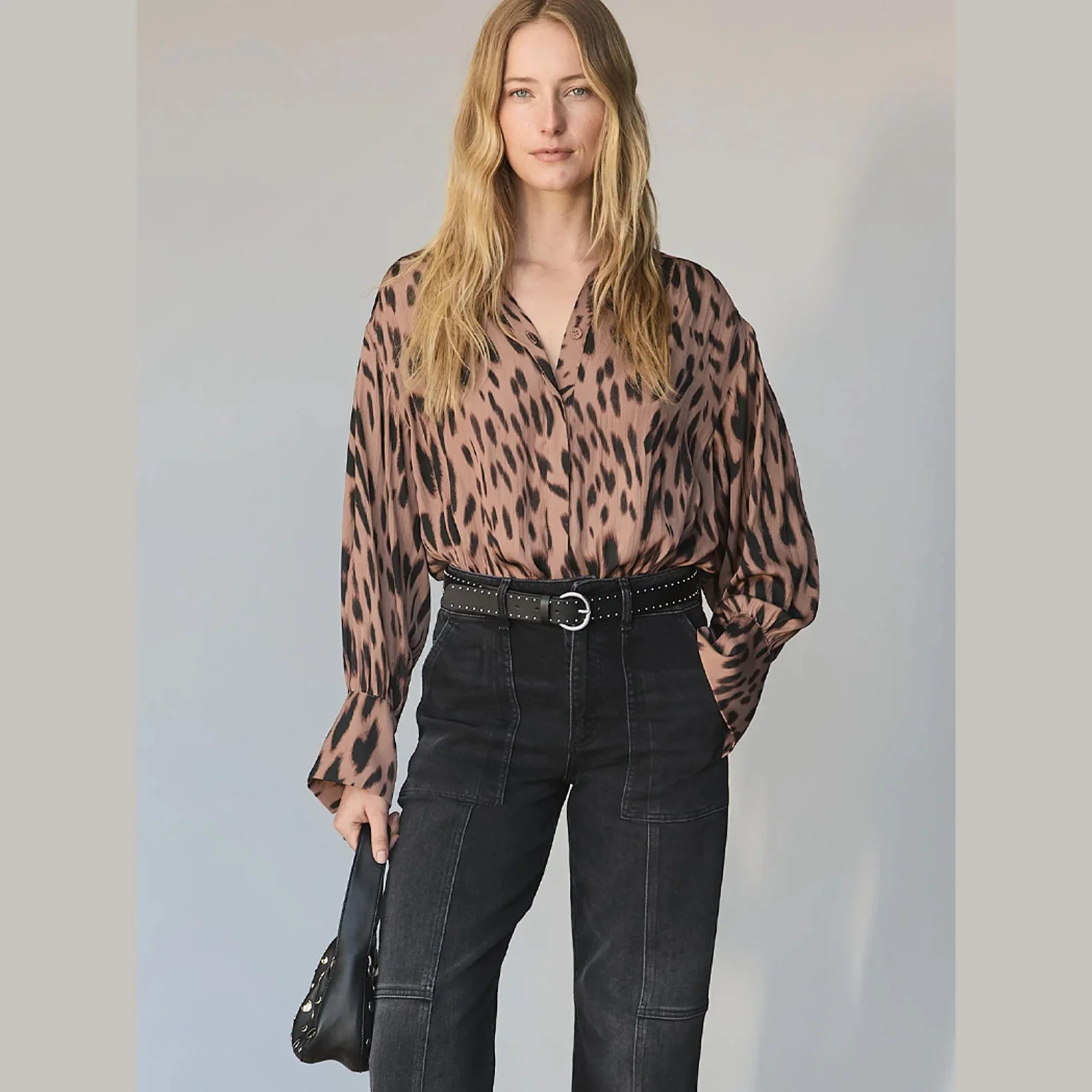 The colette shirt in mocha leopard print by Sanctuary Clothing