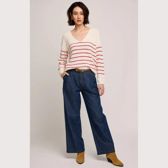 The tucker pullover sweater by Gentle Fawn in red stripe