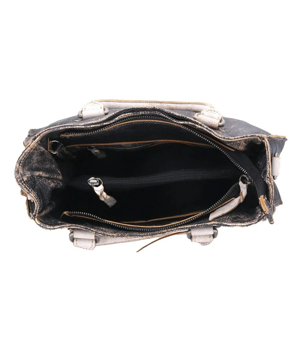 The bruna handbay in black lux and nectar lux leathers by Bed Stu