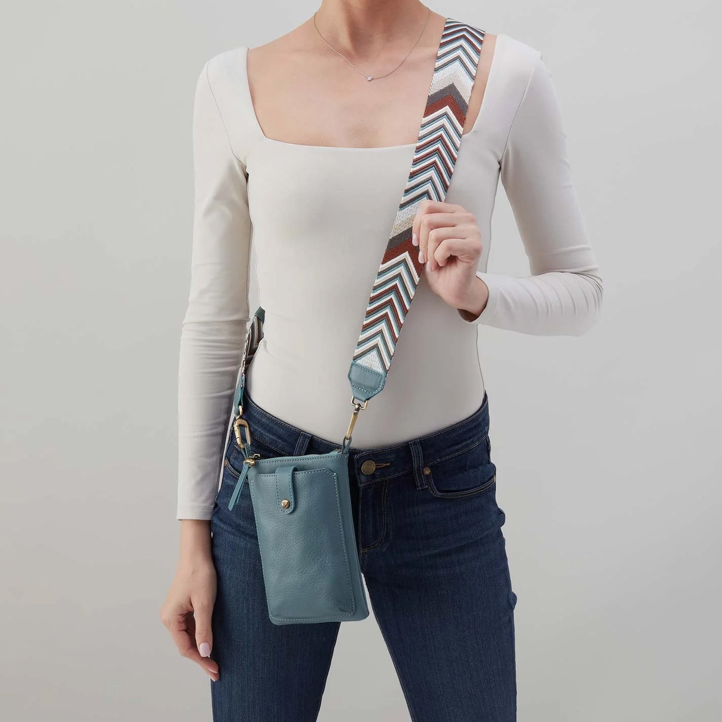 The cass phone crossbody bag in agave leaf leather by Hobo