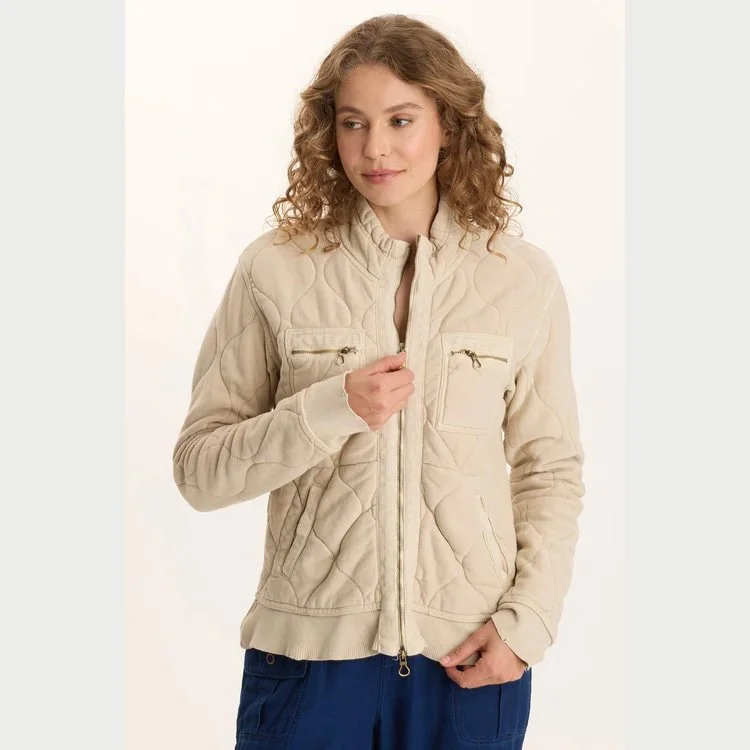 The osment quilted 4-pocket bomber jacket by XCVI in park avenue (off-white) color