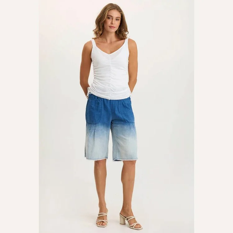 The blaise jersey all-over ruched adjustable tank by XCVI in white