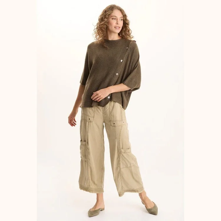 The tullio soft twill cargo gaucho pant in bistro pigment by XCVI