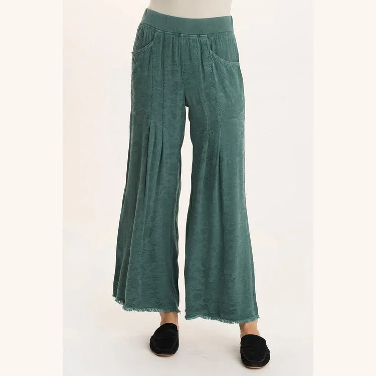 The twaina textured satin soft volume wide leg pant in ocean storm pigment by XCVI