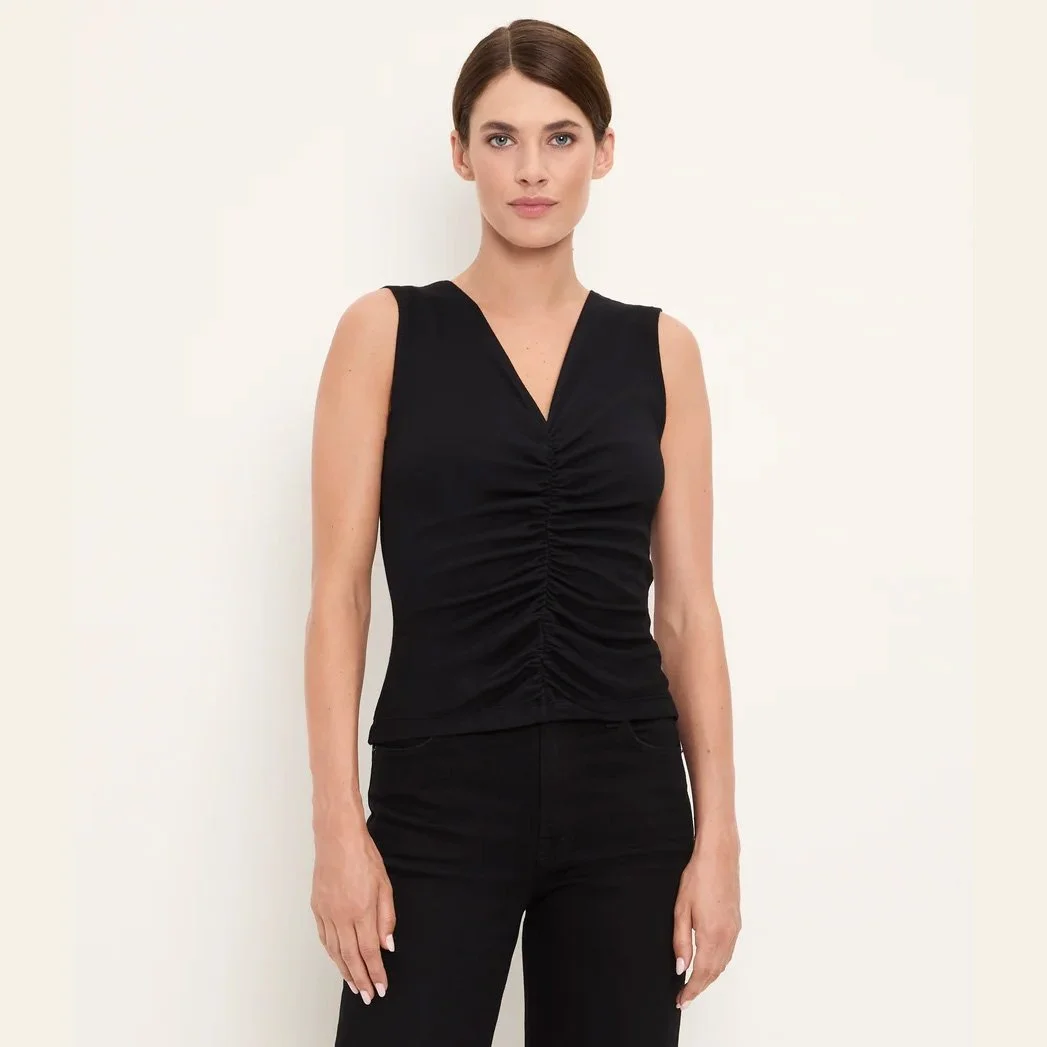 Michael Stars - lune shirred front tank - black