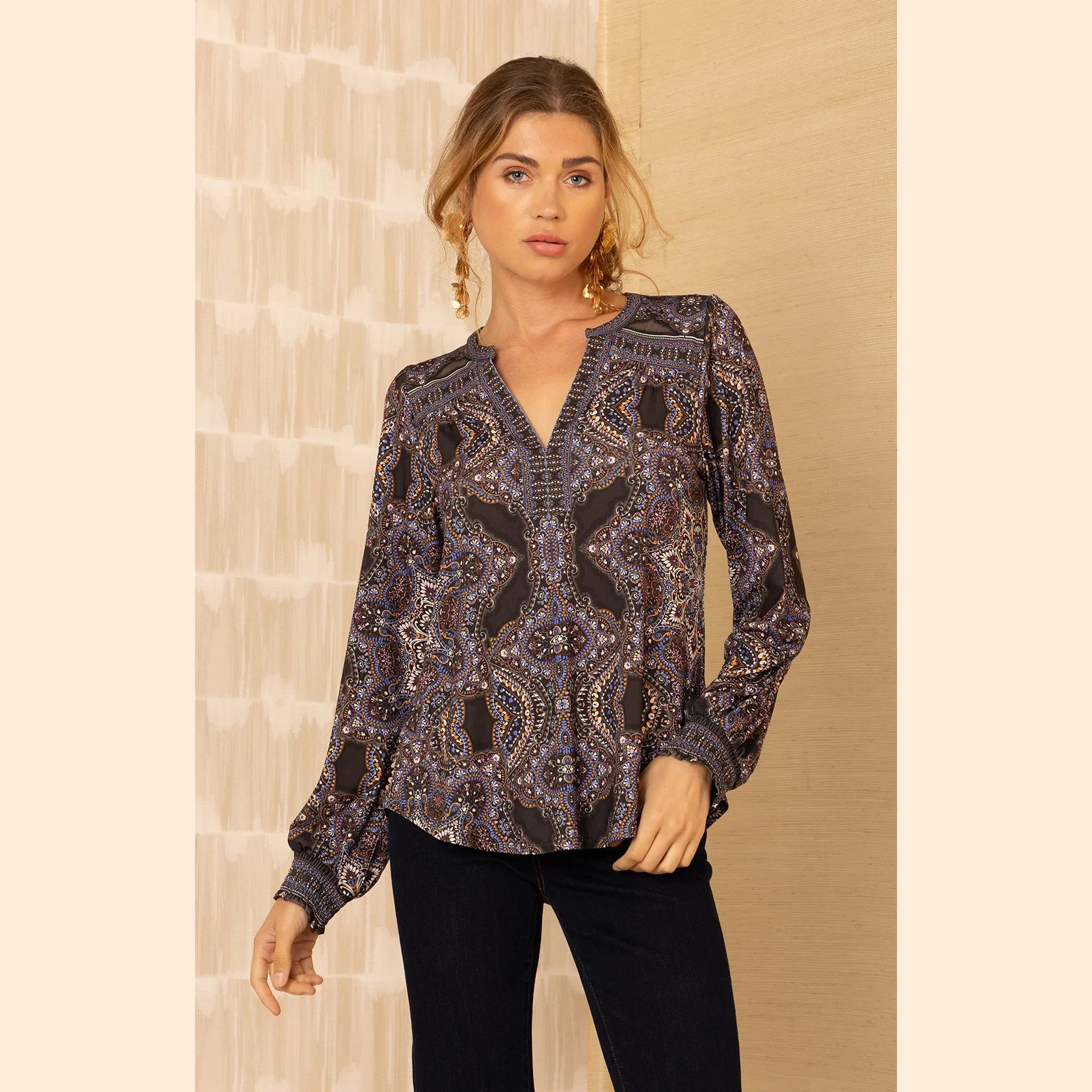 The scout long sleeve jersey top by Hale Bob in black