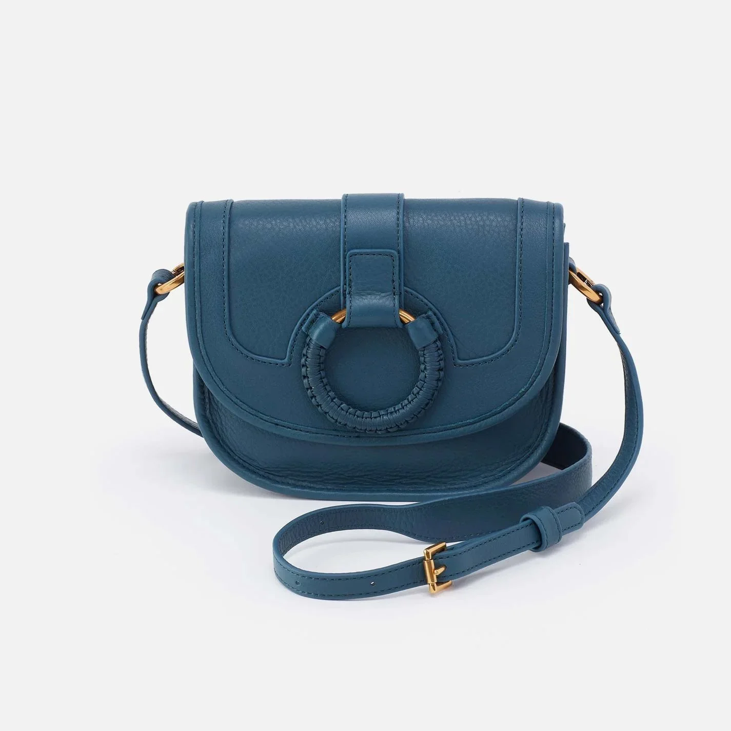 The kiva small crossbody handbag by Hobo in peacock feather colored leather