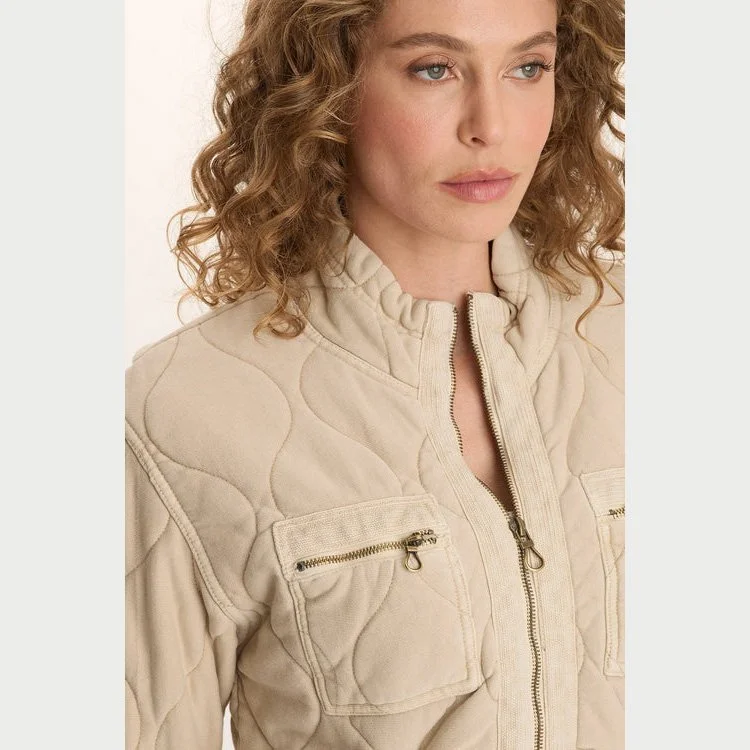 The osment quilted 4-pocket bomber jacket by XCVI in park avenue (off-white) color