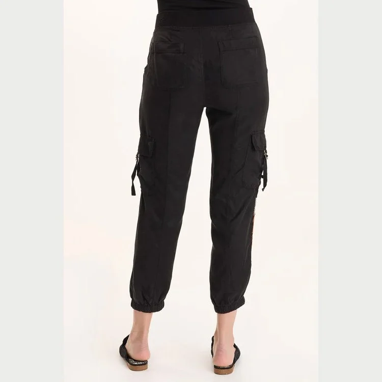 The darri embroidered pull-on soft twill jogger pant by XCVI in black