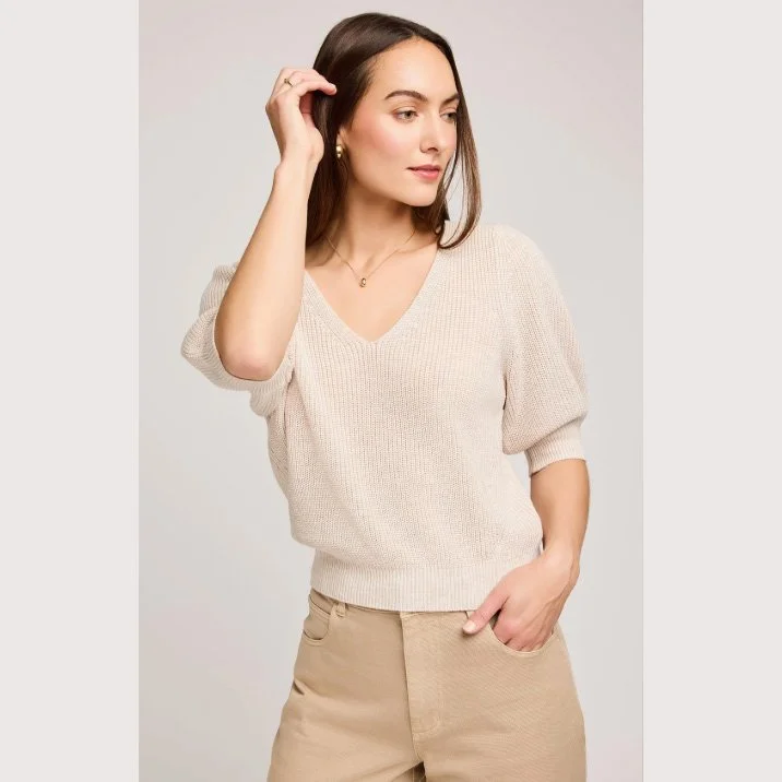 The phoebe pullover sweater by Gentle Fawn in heather oatmeal