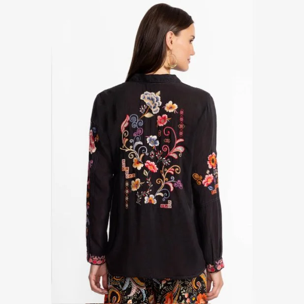 The marcia shirt in fatima/black color combination by Johnny Was
