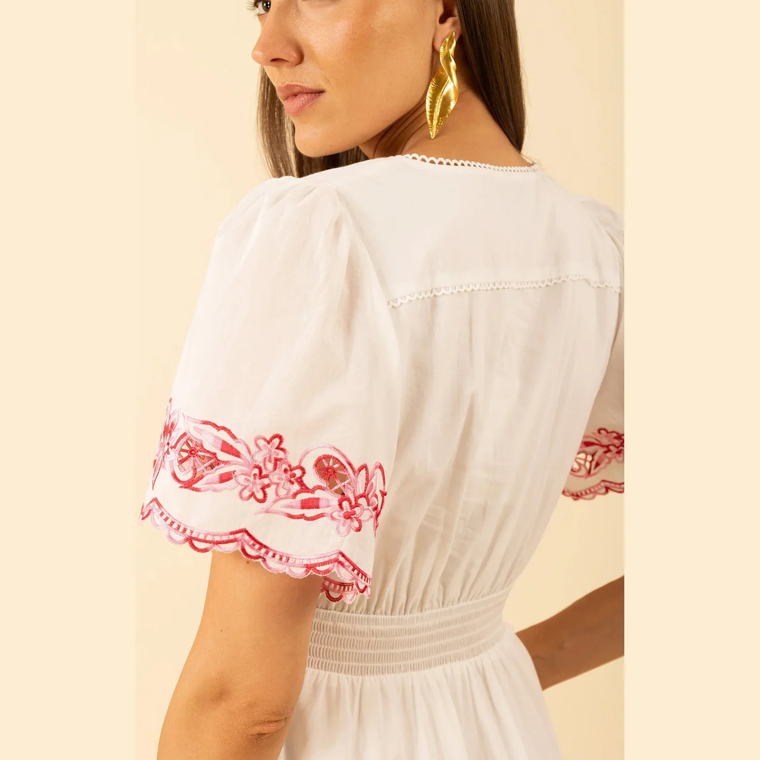 Hale Bob - alena short sleeve embroidered voile dress - pink Centro Shoes, Inc. Hale Bob - alena short sleeve embroidered voile dress - pink Centro Shoes, Inc.