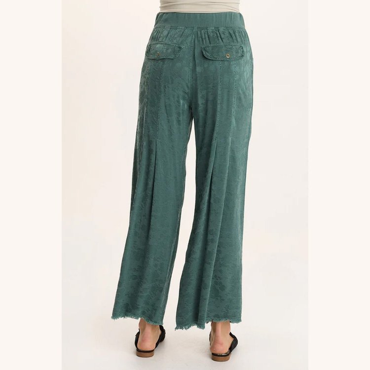 The twaina textured satin soft volume wide leg pant in ocean storm pigment by XCVI