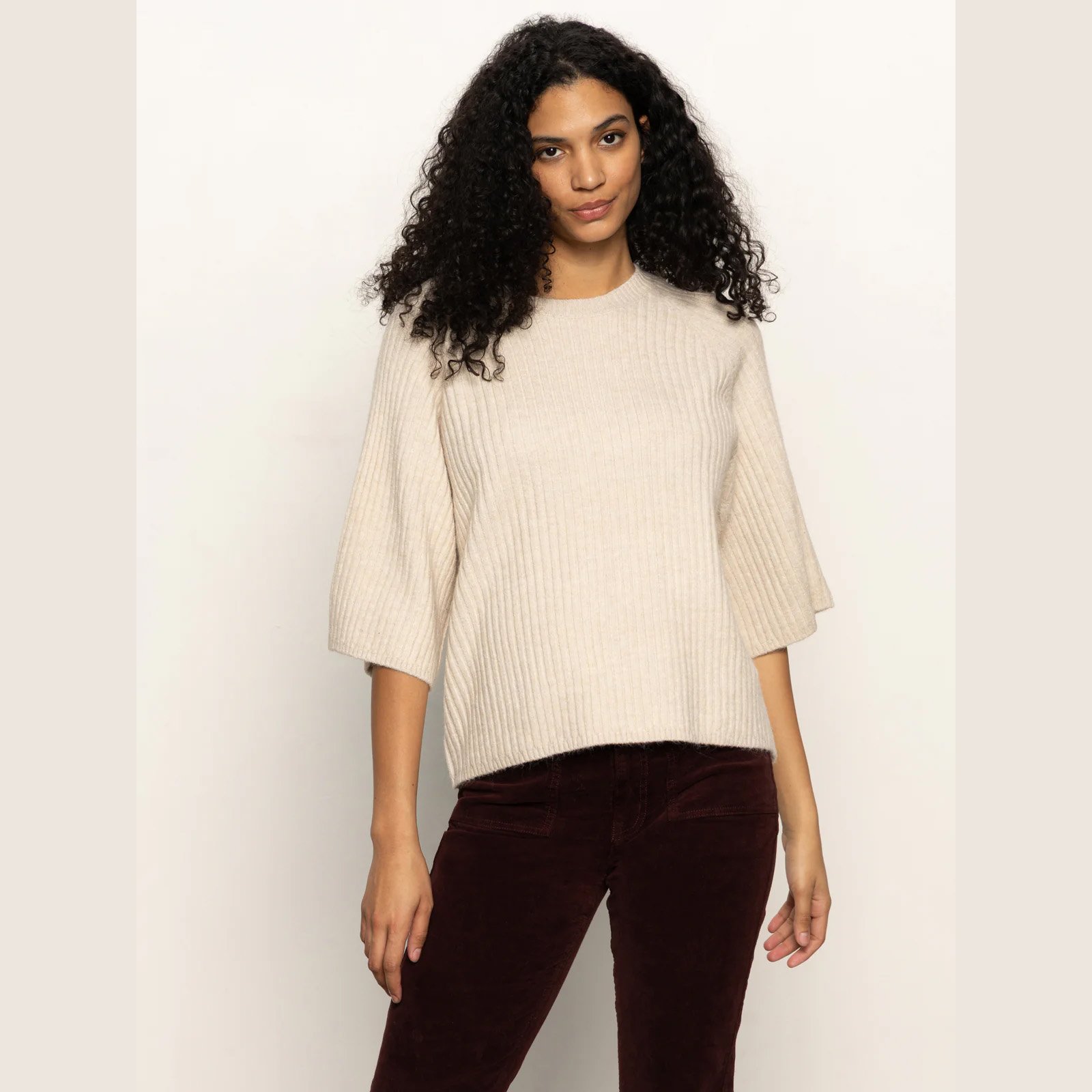 The ribbed sweater tee by Sanctuary Clothing in mother of pearl color