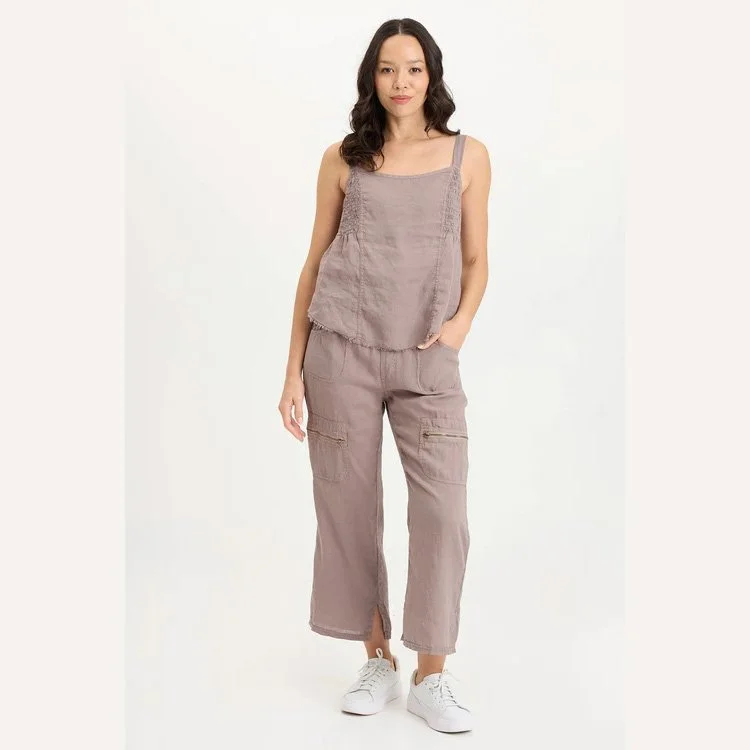 The fernley linen ruched tank by XCVI in poppy seed color