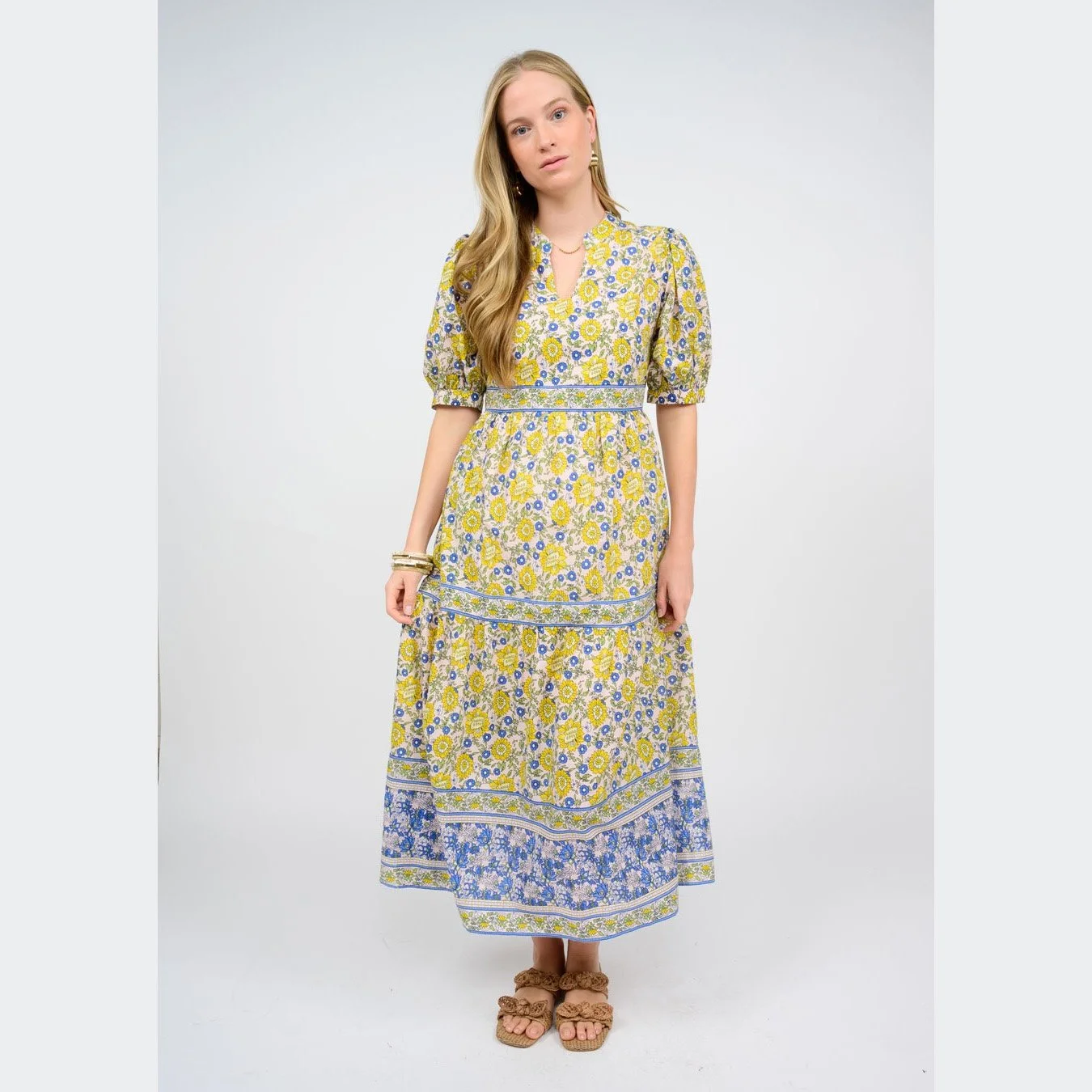 gold block print dress Block Print Cotton Shirt Dress Golden Drops – Nature Me main image 0