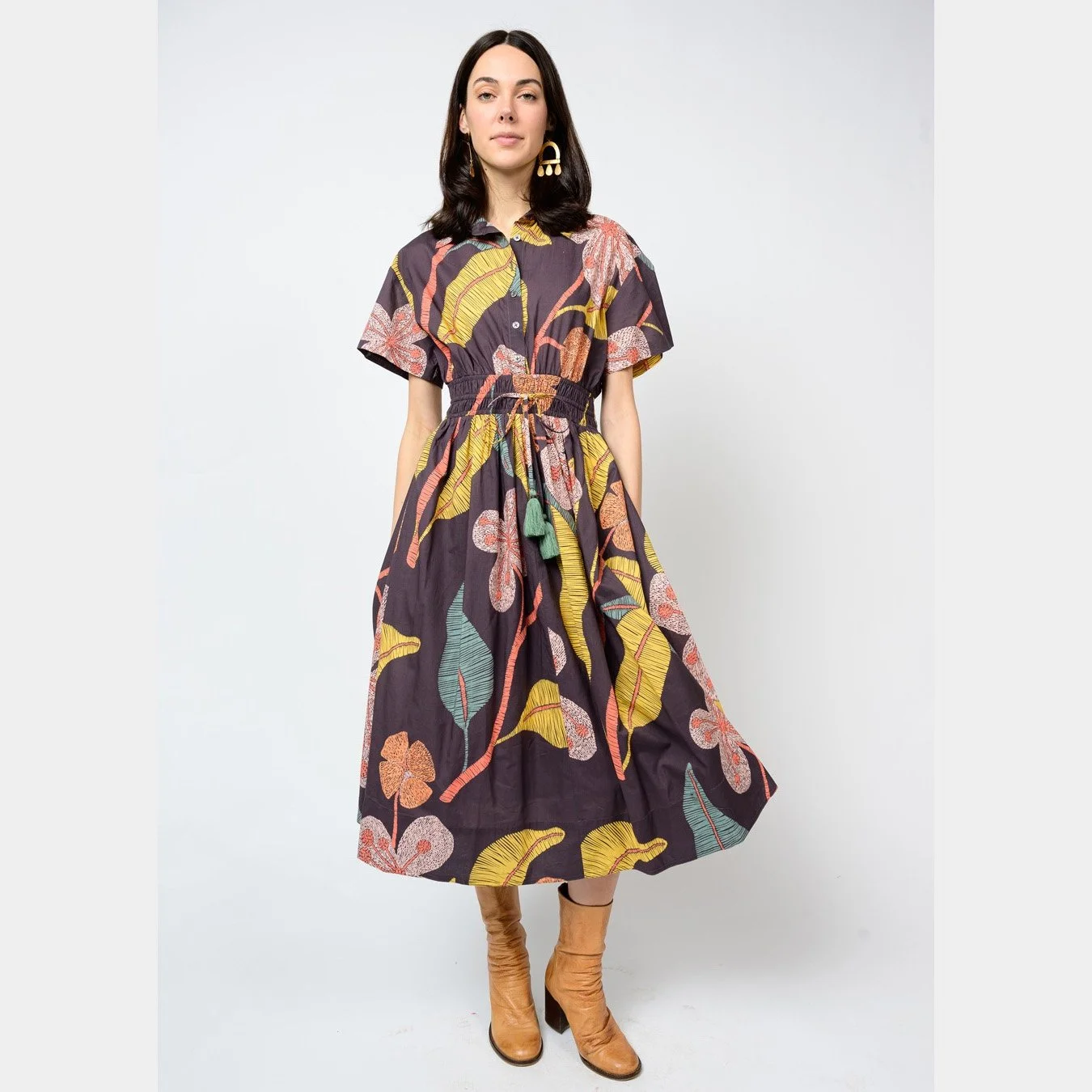 Cinched Waist Shirtdress in grey by Uncle Frank