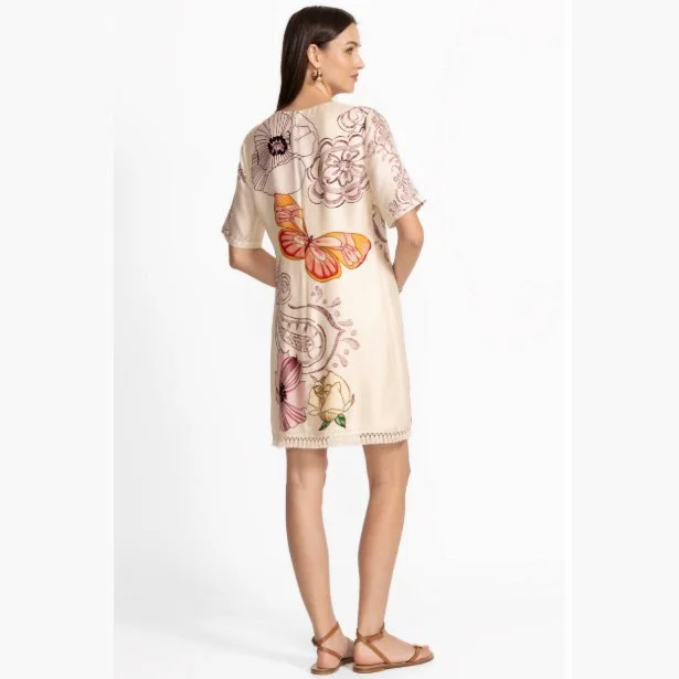 Johnny Was daisee fringe mini dress in rosabelia print/color