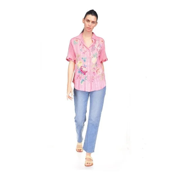 Johnny Was oversized weekend shirt-udine in monse stripe color combination