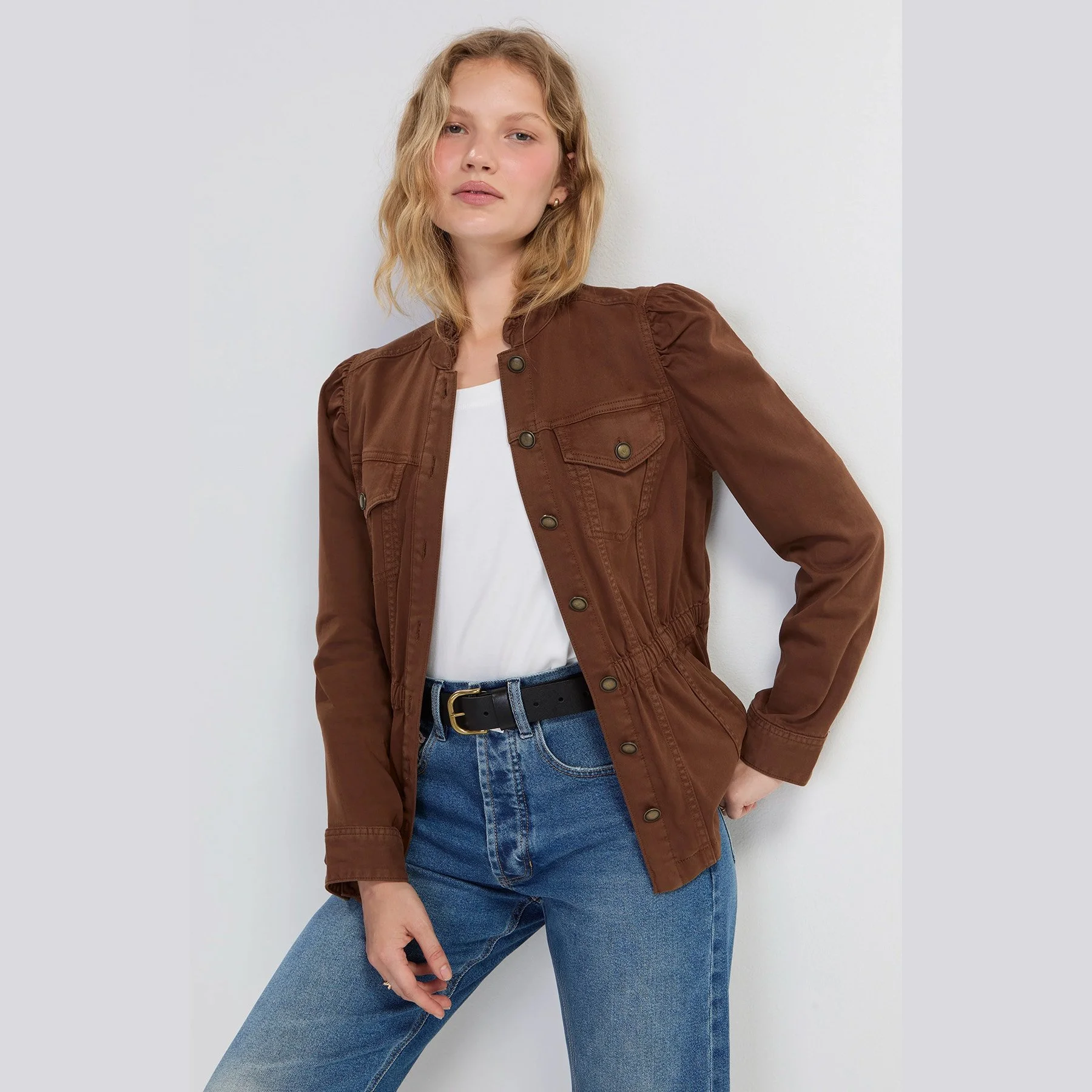 Liverpool-puff-sleeve-trucker-jacket-ruffle-collar-carob-brown-01.jpg