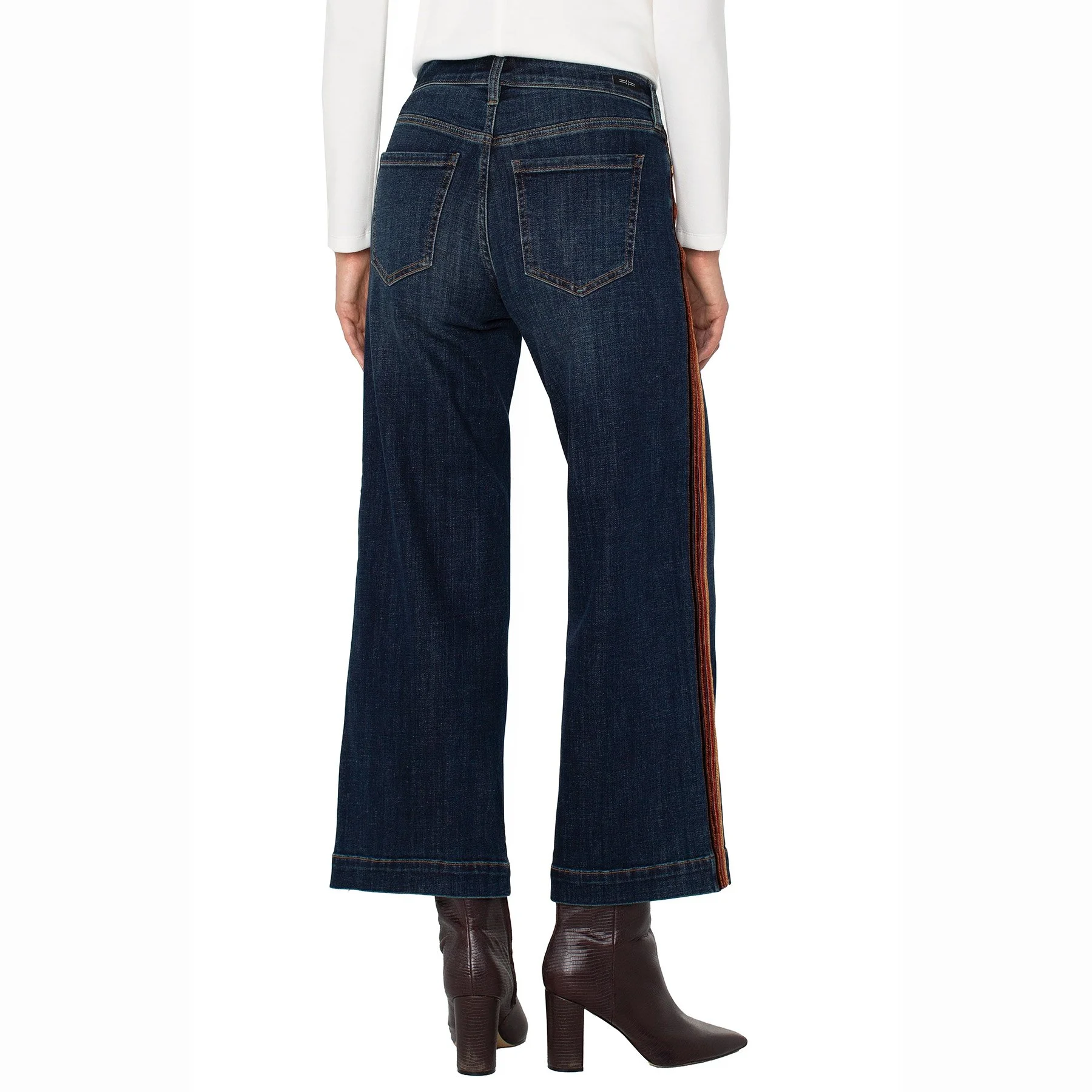 The stride wide leg jean with velvet trim by Liverpool LA in eastmoor wash