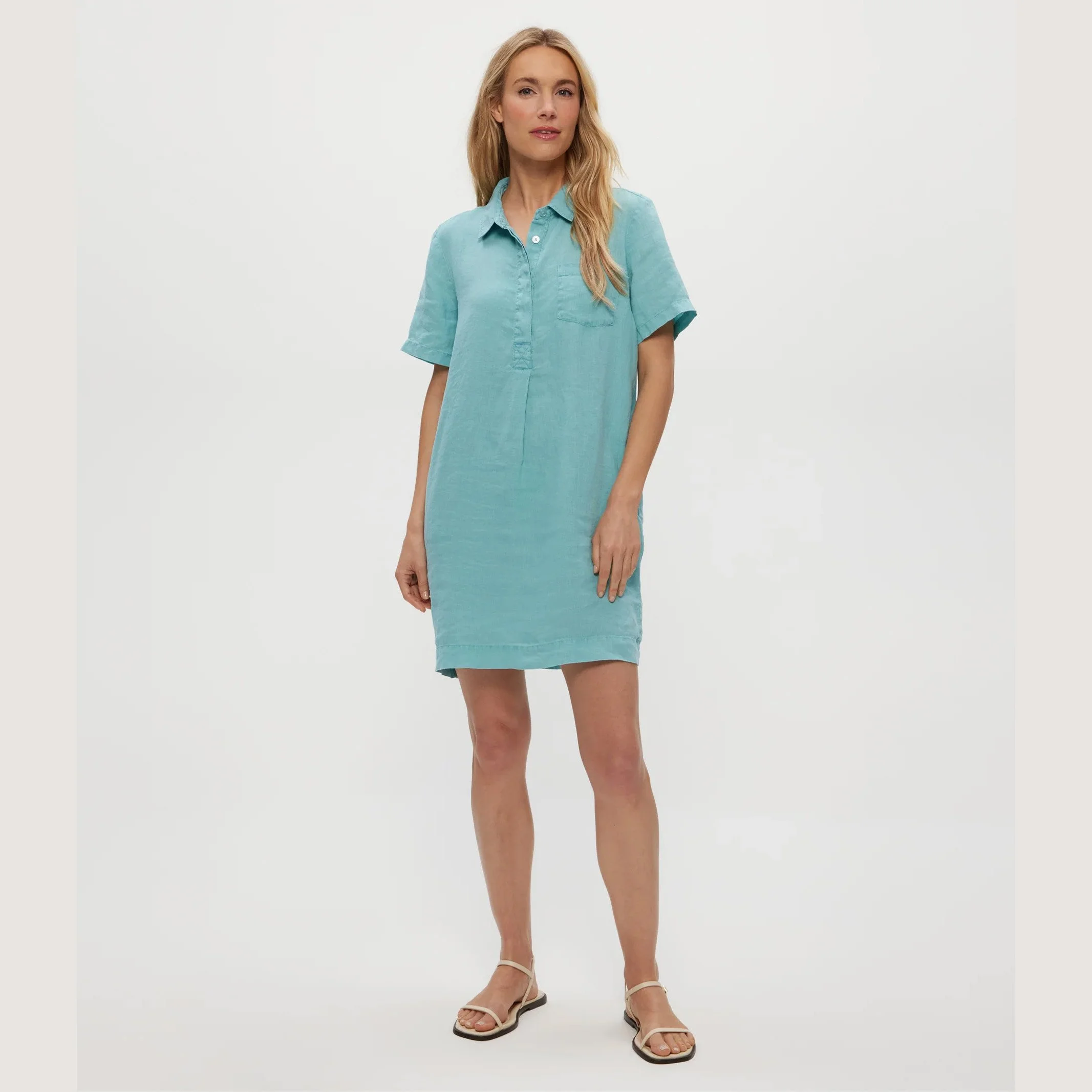 Ola Linen Utility Dress by Michael Stars in serene color