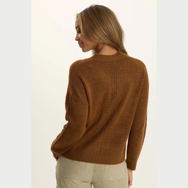 The ambrose relaxed vneck sweater by Wearables in tawny copper color