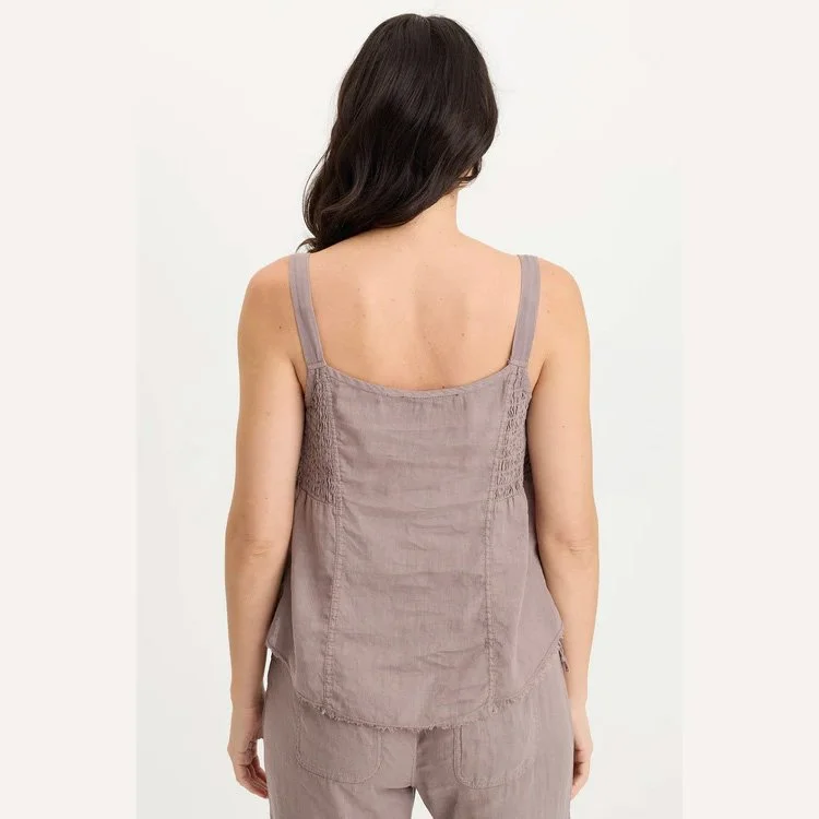 The fernley linen ruched tank by XCVI in poppy seed color