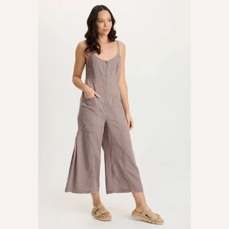 The leoda linen snap-up jumpsuit by XCVI in poppy seed color