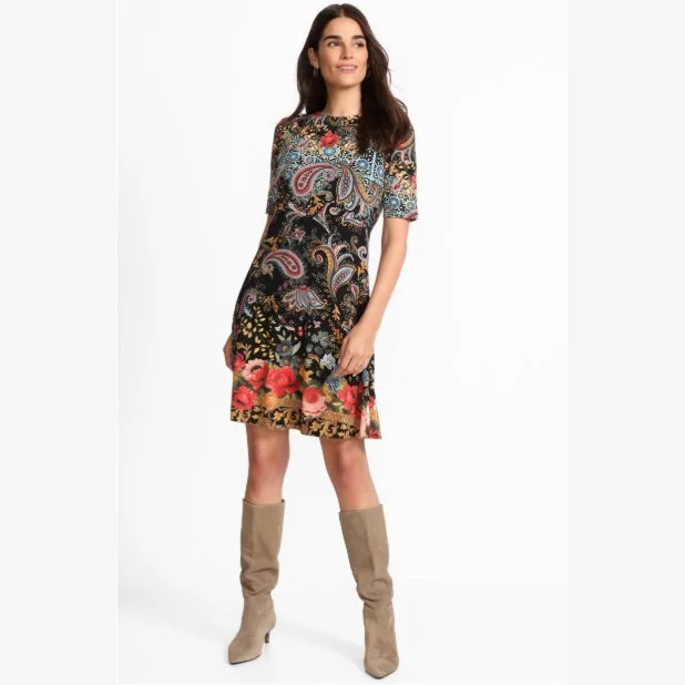 Johnny Was The Janie Favorite Elbow Sleeve Mock Neck Dress Women's : Xs