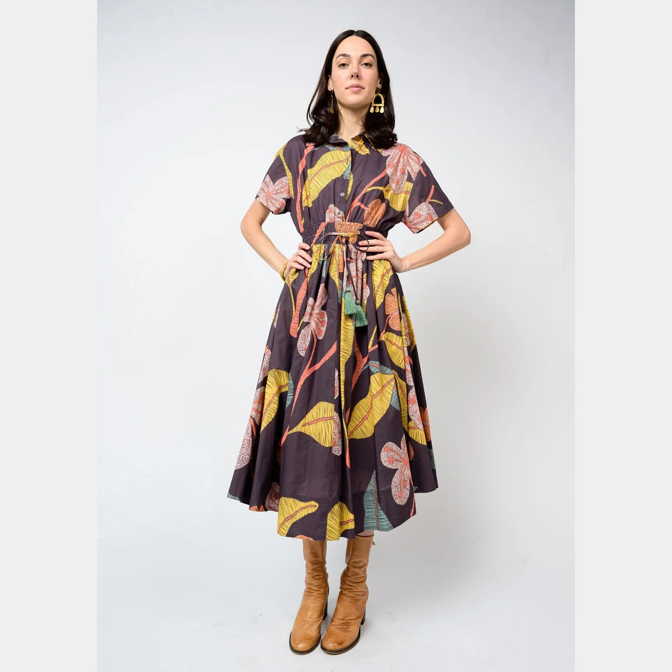 Cinched Waist Shirtdress in grey by Uncle Frank