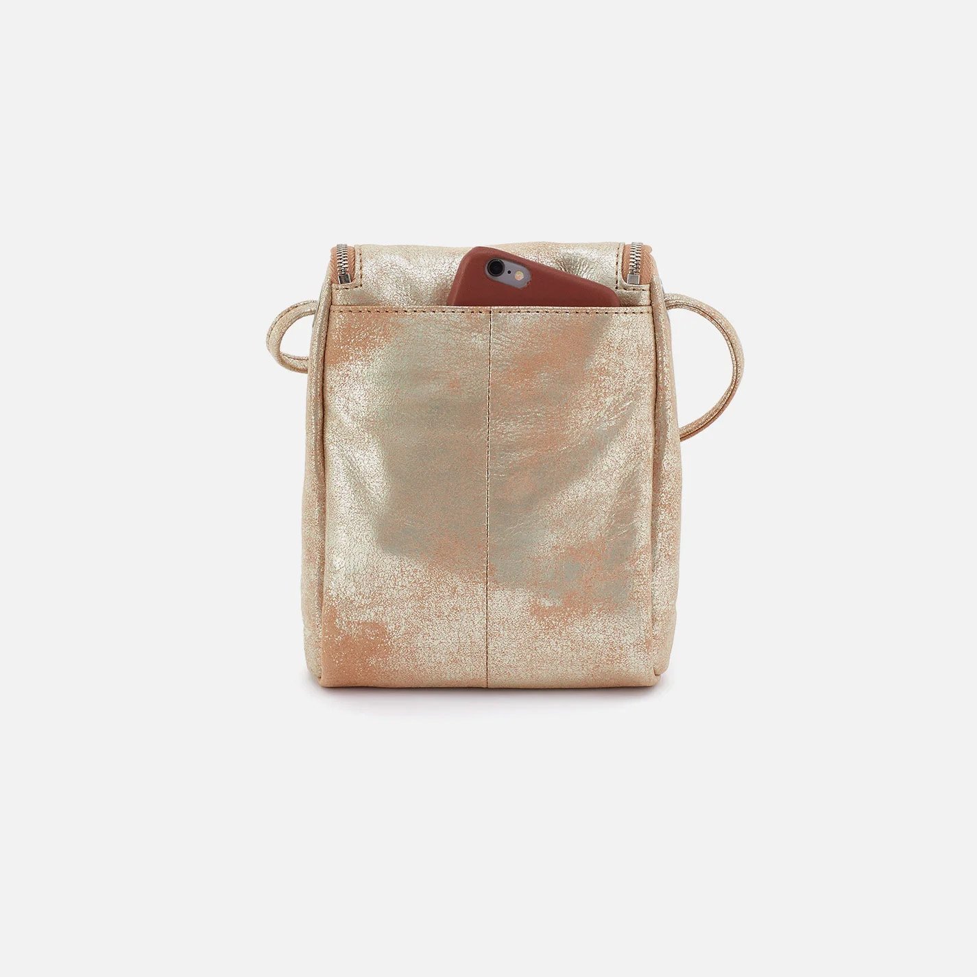 Hobo handbags - the fern crossbody bag in saddle stardust metallic leather