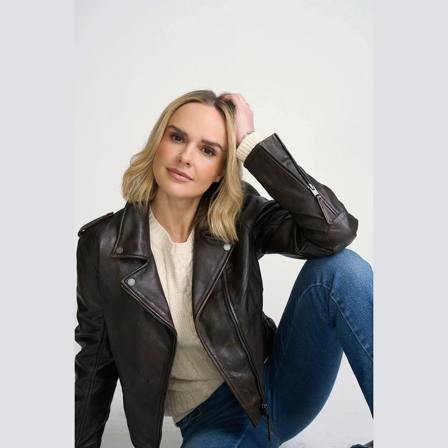 Mauritius - katica rf leather jacket - antique brown