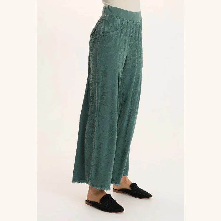 The twaina textured satin soft volume wide leg pant in ocean storm pigment by XCVI