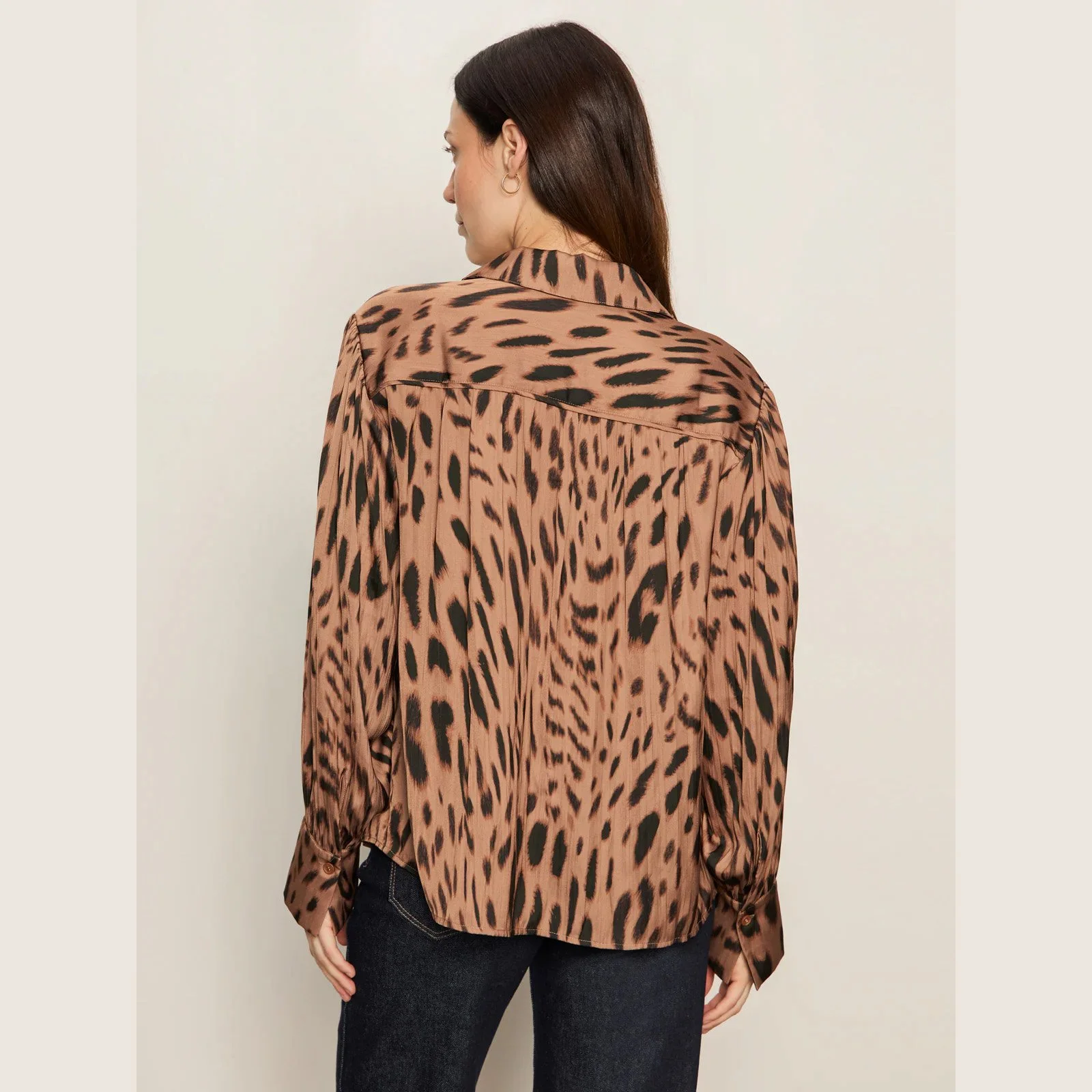 The colette shirt in mocha leopard print by Sanctuary Clothing